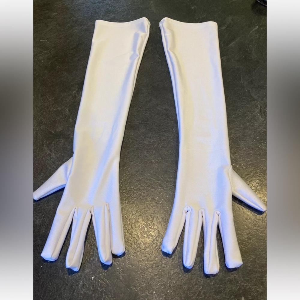 Women’s Girls White long elbow length dressy gloves
